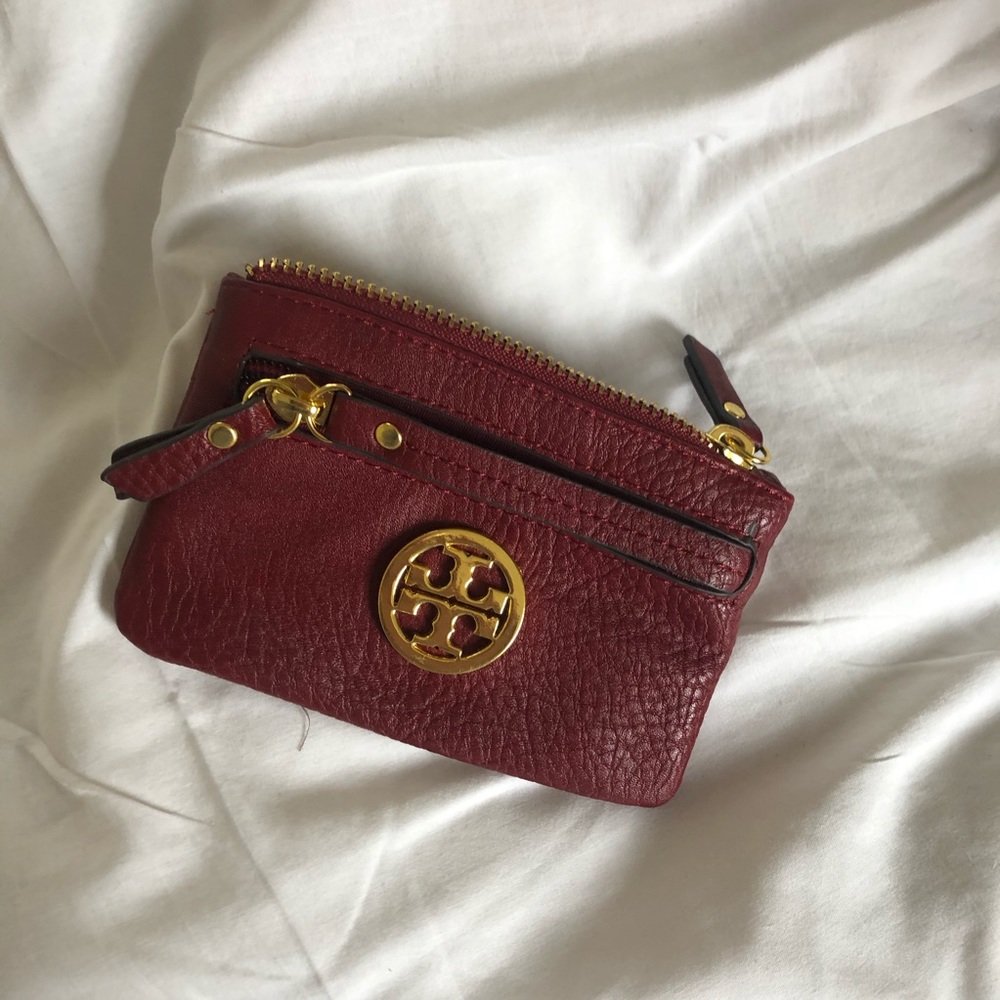 Small red and gold Tory Burch wallet